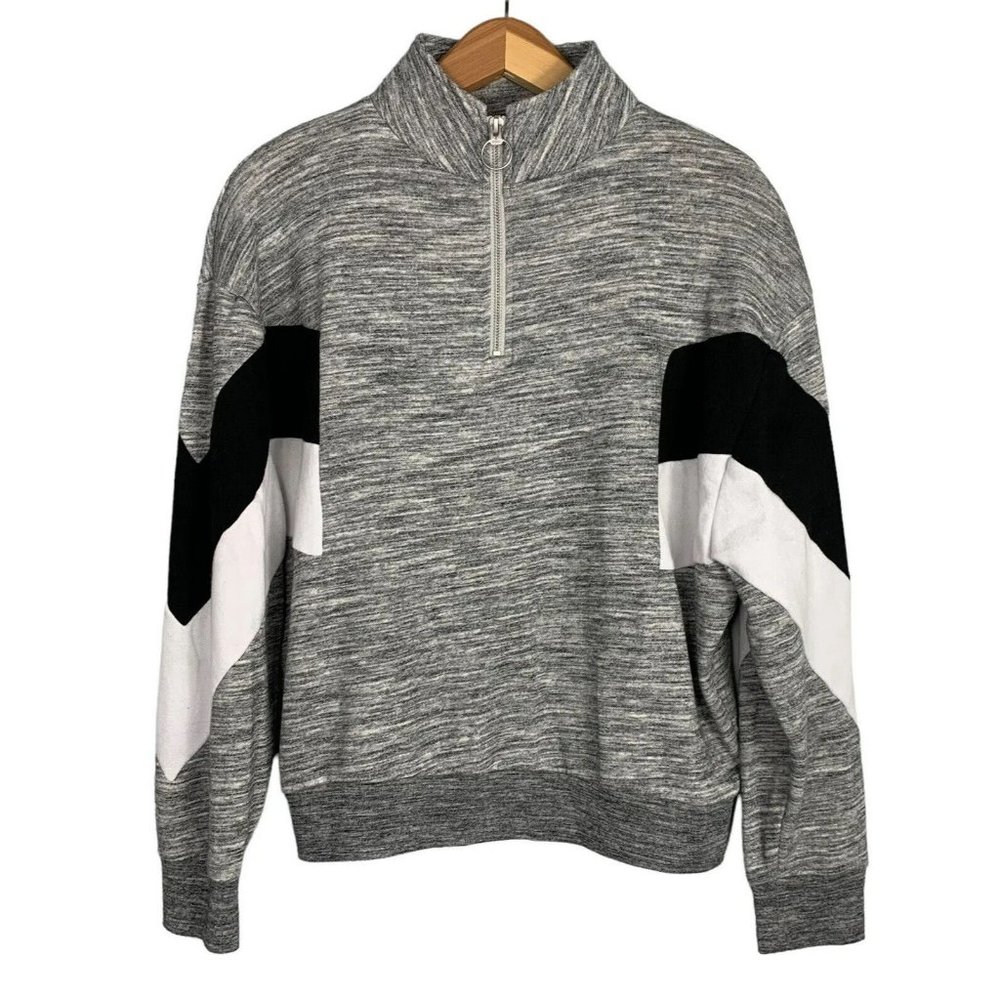 PINK Victoria’s Secret Gray Logo X-SMALL Boyfriend Half Zip Sweatshirt Pullover